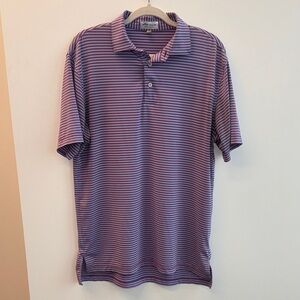 Peter Millar Purple and Blue Striped Polo Size M